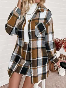 Retro Plaid Womenswear, Casual Loose Fitting Jacket & Skirt, Suitable for Layering, Suitable for Niche Styles, Teacher's Clothing, Streetwear, Royal Style, Thanksgiving, Halloween, Autumn and Winter Seasons.