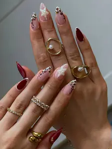 Red Tortoise Press On Nails, Custom Handmade Nail Set With Retro Y2K Design, French Tip Nails, Leopard Print Nails, Fall Nails, Birthday Nails