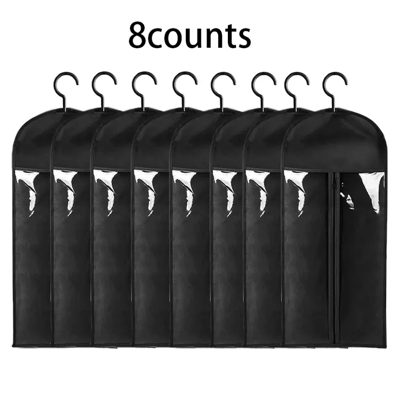 Non-Woven Fabric Transparent Wig Storage Bag - Ergonomic Design Hook, Waterproof, Dust-Proof, Breathable, Zippered, Travel-Friendly Hair Extension Holder Hanger (4/8 Counts) for Salon & Home Use (Wig Tool Accessory)