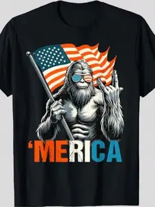 Men's Big & Tall 'MERICA Gorilla Tee – 100% Cotton, Patriotic Graphic