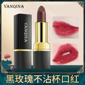 YANQINA Internet Celebrity Black Rose Lipstick Waterproof Moisturizing Non-Stick Cup Non-Fading Live Streaming Source Lipstick Wholesale
