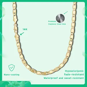 14K Gold Plated Figaro Chain Necklace – 6mm 8mm Chunky Layering Chain for Women Men Trendy Gift 20in 24in Anti-Tarnish