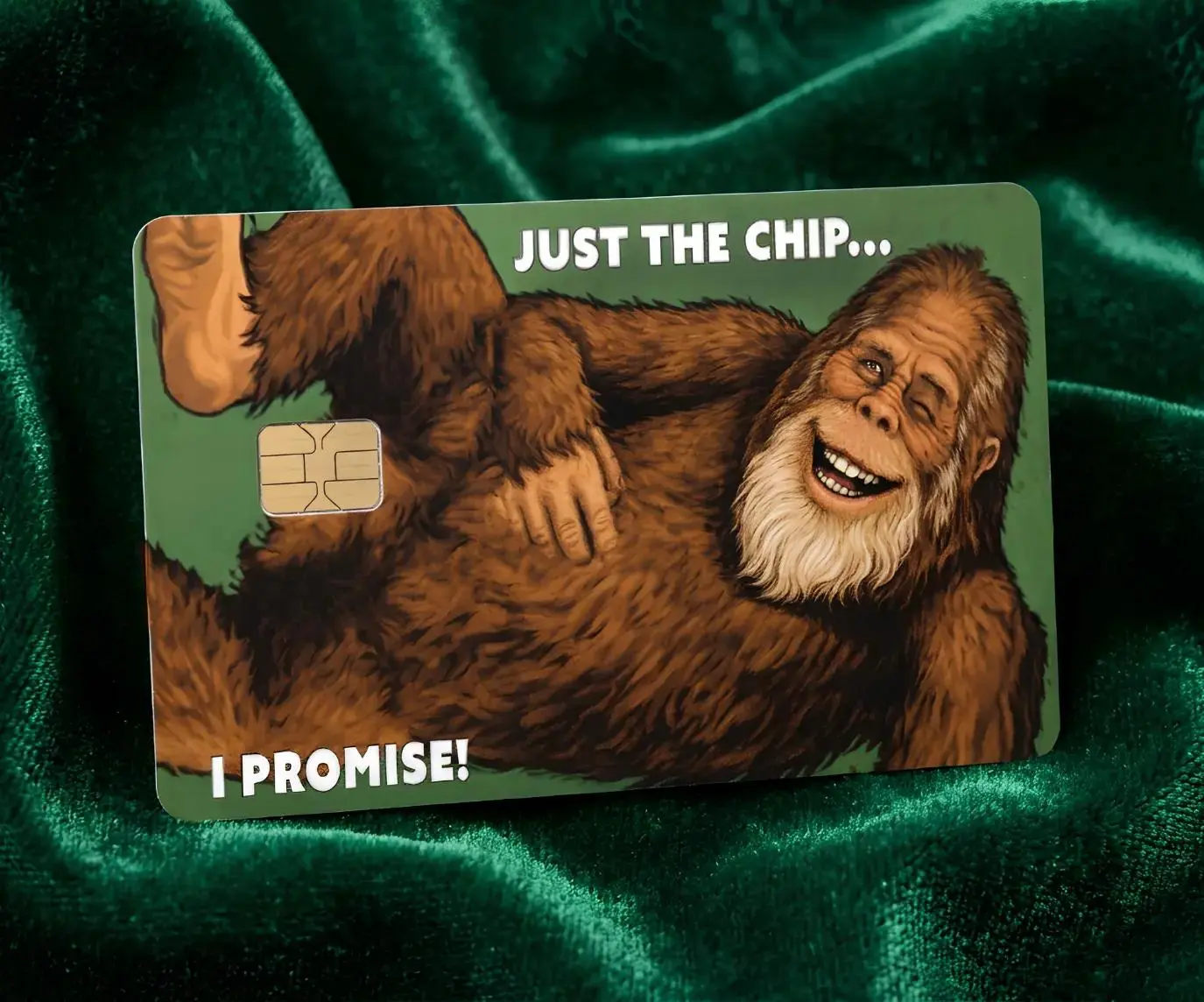 2 PACK Bigfoot Just the Chip Credit Card Skin Sticker, Funny Sasquatch Debit Card Cover, Forest Humor Wallet Decal