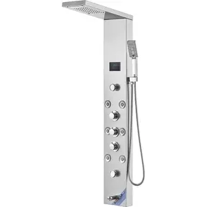 VEVOR Shower Panel, 6 Shower Modes, LED Screen Hydroelectricity Shower Tower Panel System, Rainfall, Waterfall, 8 Massage Jets, Tub Spout, Handheld Shower, Stainless Steel Wall-Mounted Shower SetVEVOR Super Brand Day