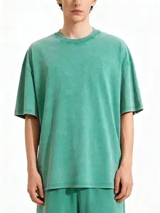 Oversized lake green Tshirts Unisex Gym Vintage Heavyweight T Shirts Cotton Workout Acid Wash Baggy Tees Youth sports apparel
