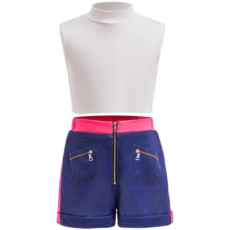 【Christmas gifts】K-Pop Rumi Girls' Costume Set, Halloween Role Play, Character-Based Crop Top, All Seasons Fitted Kint Fabric, Moderate Thickness