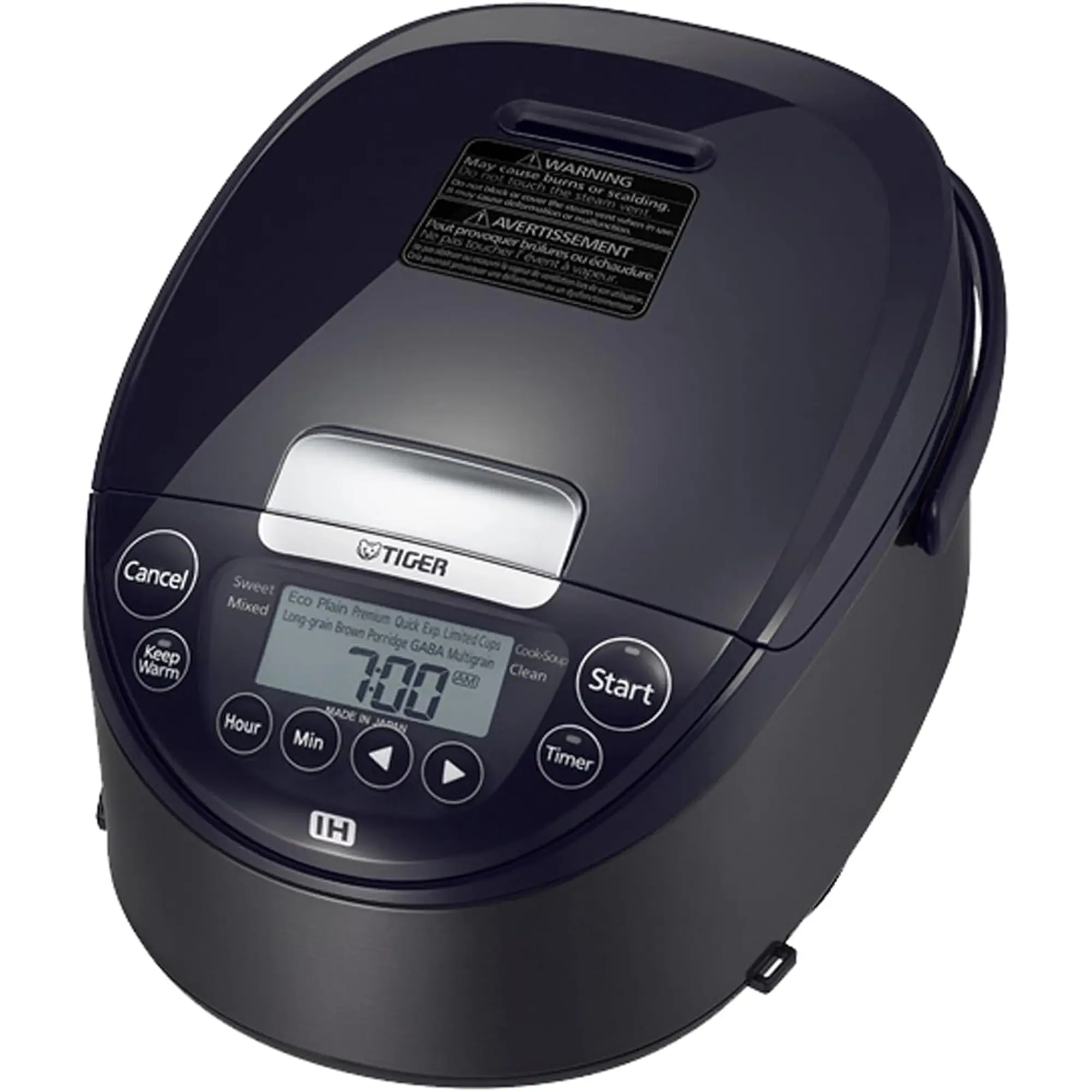 Tiger JPW-H10U Induction Heating Rice Cooker and Warmer with 14 Menu Presets and LCD Display, 5.5-Cup, Mauve Black