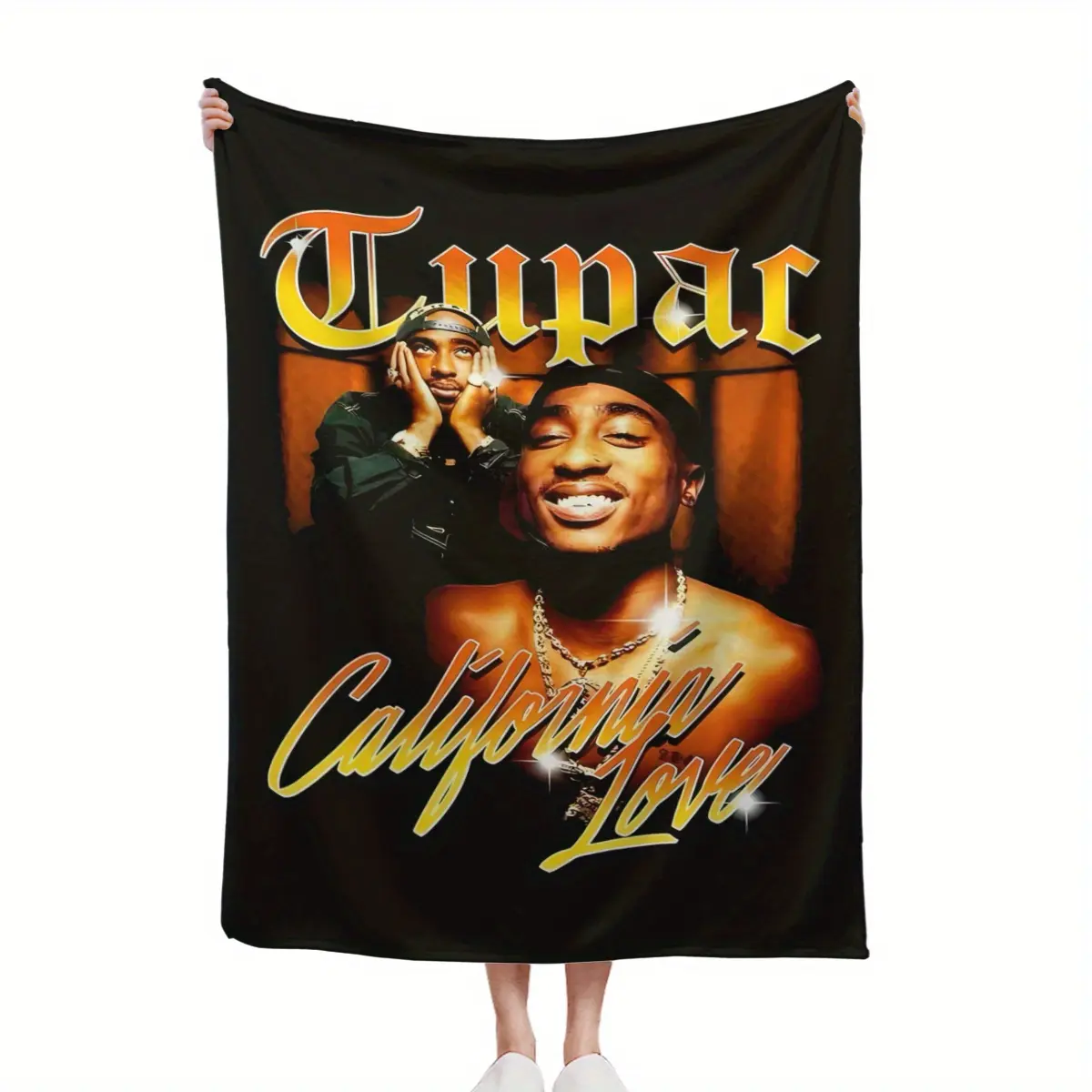 ZLIENSZUS Tupac California Love Classic Flannel Throw Blanket - Vibrant Retro Print, Wrinkle-Resistant, Fade-Resistant, Good Warmth Performance - Soft, Durable All-Season Music Fan Gift for Home Use