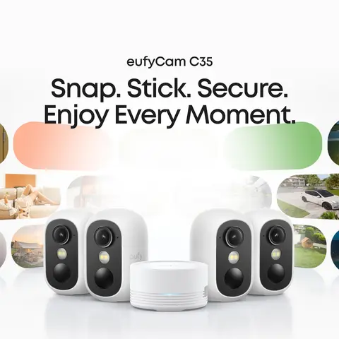 eufy Security eufyCam C35 Wireless Security Indoor/Outdoor Camera, Magnetic Mount, Color Night Vision, Local Storage, No Monthly Fee, IP67, Facial Recognition, Solar Panel Compatible, White