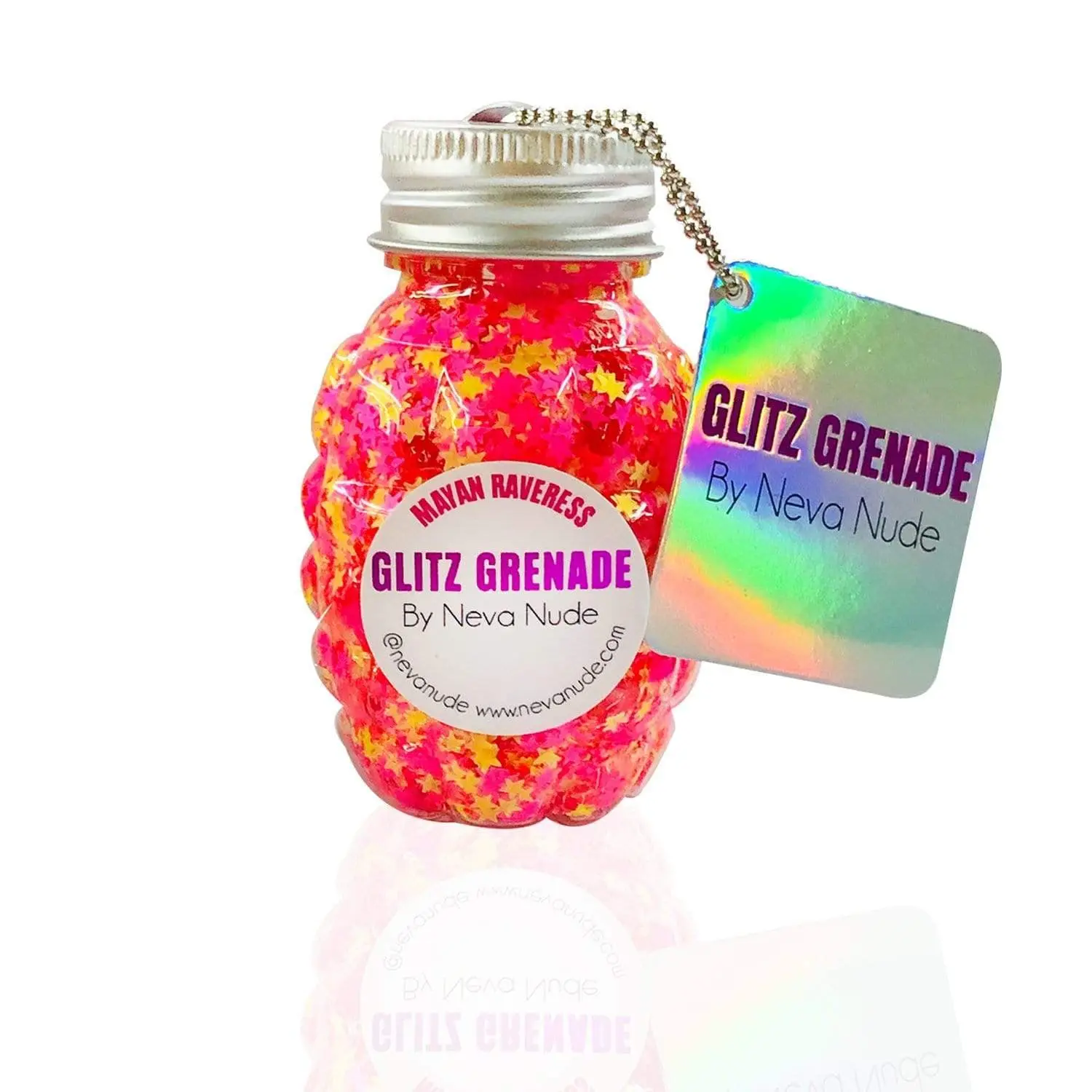 Mayan Raveress Neon Multicolor Blacklight Cosmetic Glitter Glitz Keychain in Aloe Gel