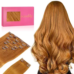 WENNALIFE 150g Clip in Hair Extensions 9pcs Balayage Dark Brown to Chestnut Brown Human Hair Luxury Remy Hair Injected Straight Volume