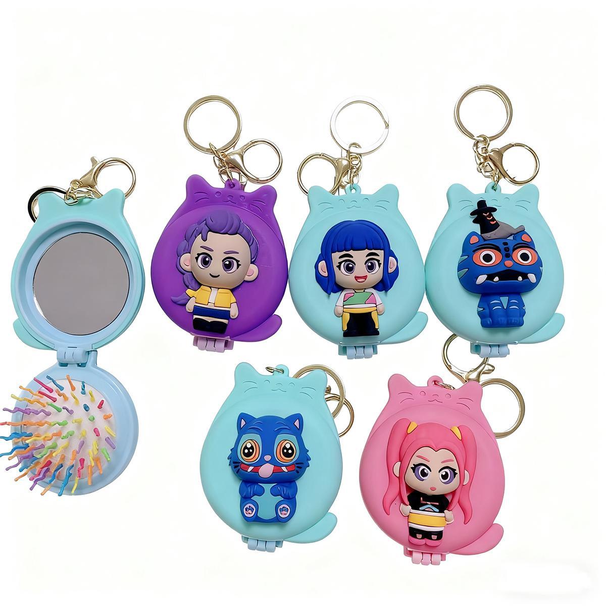 Demon Hunters Keychain Set – Cute Doll Figurine Collectible, Merch for Fans, Bag Charm, Toy & Gift for Anime and K-Pop Demon Hunters Enthusiasts