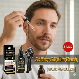 【2 bottles】Beard Growth Kit-Beard Care Serum&Beard Massage Derma Roller,Beard Care Nutritional Oil, Making Beards