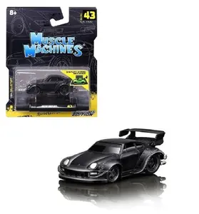 MUSCLE MACHINES RWB 993 911 IN MATT BLACK 1:64 SCALE COLLECTIBLE DIECAST MODEL CAR 15583-3I
