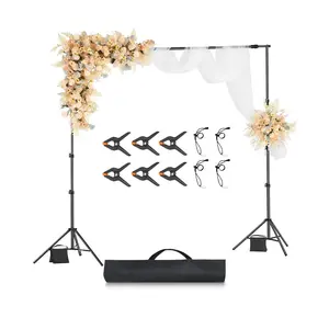 VEVOR Carbon Steel Cloth Backdrop Stand Kit, 8.5x10ft Size Adjustable Heavy-Duty Tool Kit with 2 Tripods, Easy Setup Portable Projector Screen Holder, for Wedding & Photo Video Studio