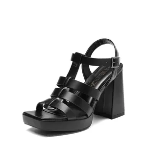 Dream Pairs Women's Square Toe Gladiator Style Chunky Heel Sandals