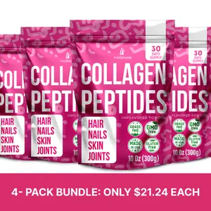 4-pack Hydrolyzed Collagen Peptide Powder Supplement for Women Dietary 21 Amino Acids for Fitness Goals and Healthy Hair Skin Colageno InstaSkinCare