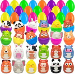 Easter 2026 Gift Prefilled Easter Eggs with Squishy Toys - 24 Pack Filled Easter Basket Stuffers Party Favors, Slow Rising Stress Reliever Toys Fillers for Easter Eggs Hunt
