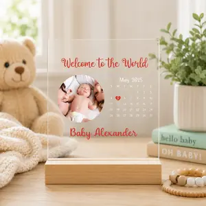 Custom Acrylic Sign with Wooden Stand | Personalized Photo & Text Plaque for Home Decor & Gifts