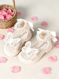 2026 Spring Baby Girl Butterfly Pearl Princess Sandals, Breathable Soft Sole, Bow Tie Strap, Versatile Toddler Shoes, Baby Walking Shoes, Walking Shoes Babies