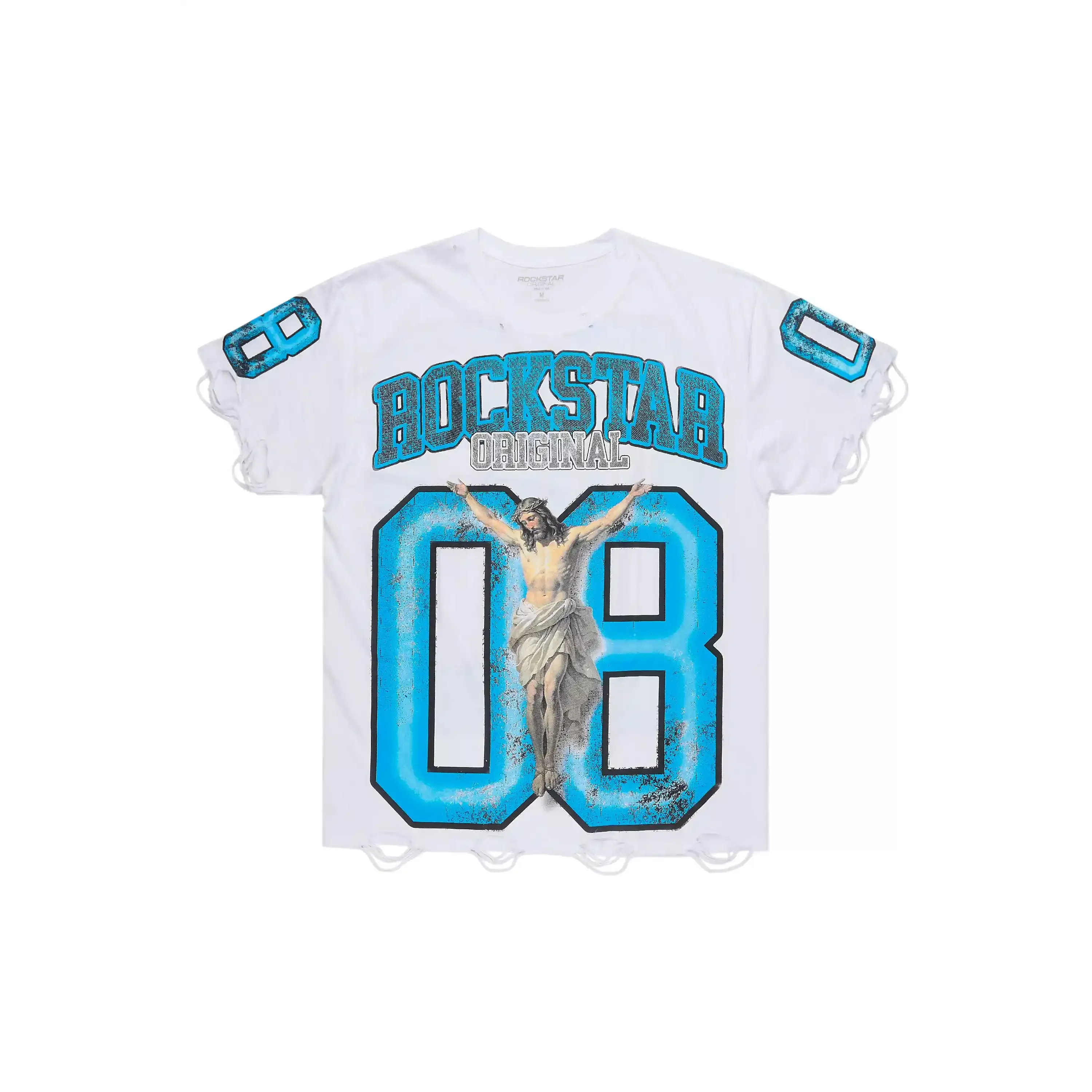 Tariqa White/Blue Oversized T-Shirt
