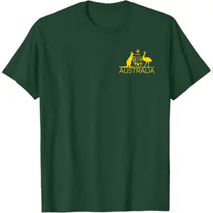 Australia Coat Of Arms Kangaroo And Emu Australian Symbol T-Shirt Premium Casual Cotton Shirt