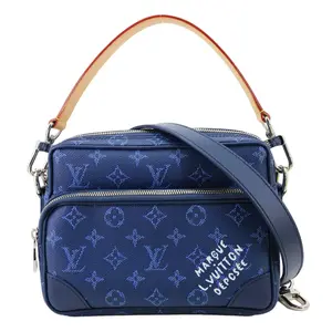 Pre-owned Louis Vuitton Canvas Shoulder Bags Nil Monogram Heritage Shoulder Bag Blue