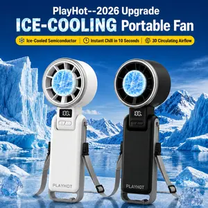 PLAYHOT Cool Fan,Ice-Cooling Turbo Fan | 5-Speed Handheld Portable Fan – 12H Rechargeable Personal Cooling Fan for Travel, Outdoor, Camping & Hiking | Perfect Gift for Him & Her (Black) outdoorfun