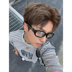 Vintage Small Square Frame Glasses Y2K Stylish High-End Black Frame Non-Prescription for Women Slimming Appearance Prescription Frame