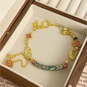 Dropping Oil Curved Half Bracelet Exquisite Charm Jewelry Accessories New Chinese Style Bracelet Hand Rope Pendant