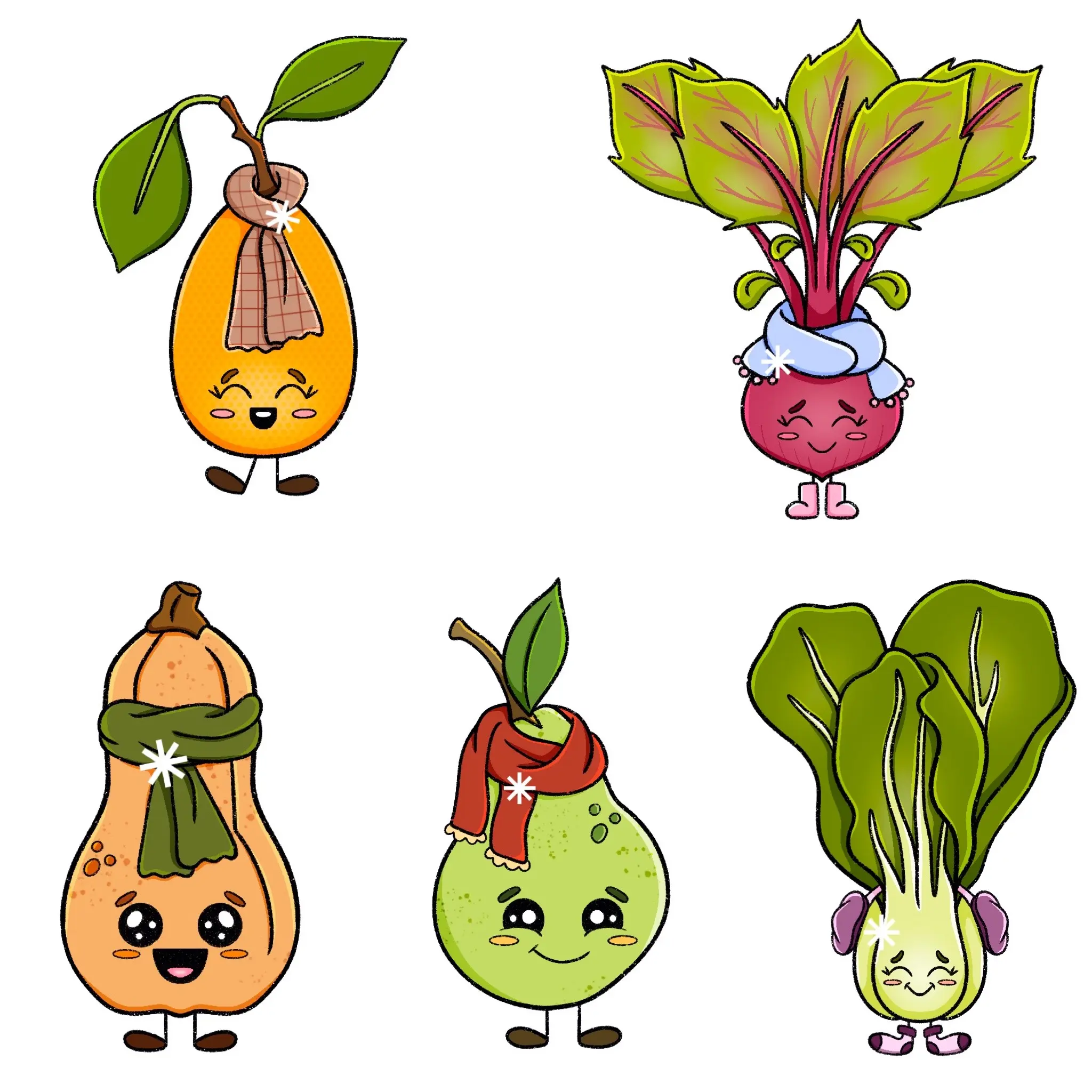 Winter Produce Sticker Pack