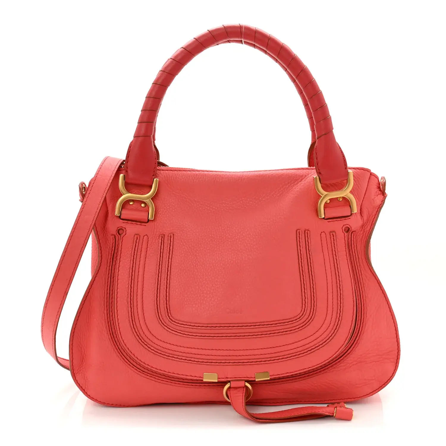 Pre-owned Chloé Calfskin Shoulder Bags Small Marcie Satchel Paradise Pink