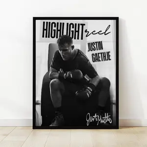 Justin Gaethje Highlight Reel UFC Poster, MMA Fight Night Art, Quality Paper 8x12 to 27x40inch