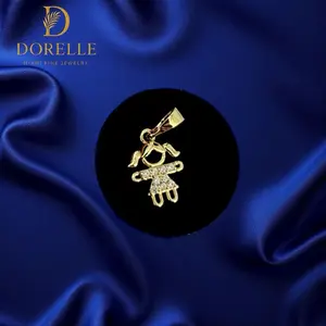 Dorelle Miami Fine Jewelry Girl Pendant Small Size with Sparkling Rhinestones and Gold Plating
