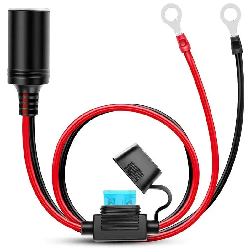Nilight 3FT 12V Copper Wire Extension Cable - Female Cigarette Lighter Socket, Direct Mount PVC Jacket, Ring Terminals, Fuse Protected Overload Safe Holder, Universal Fit Car Electrical Accessory for 12V Power Devices