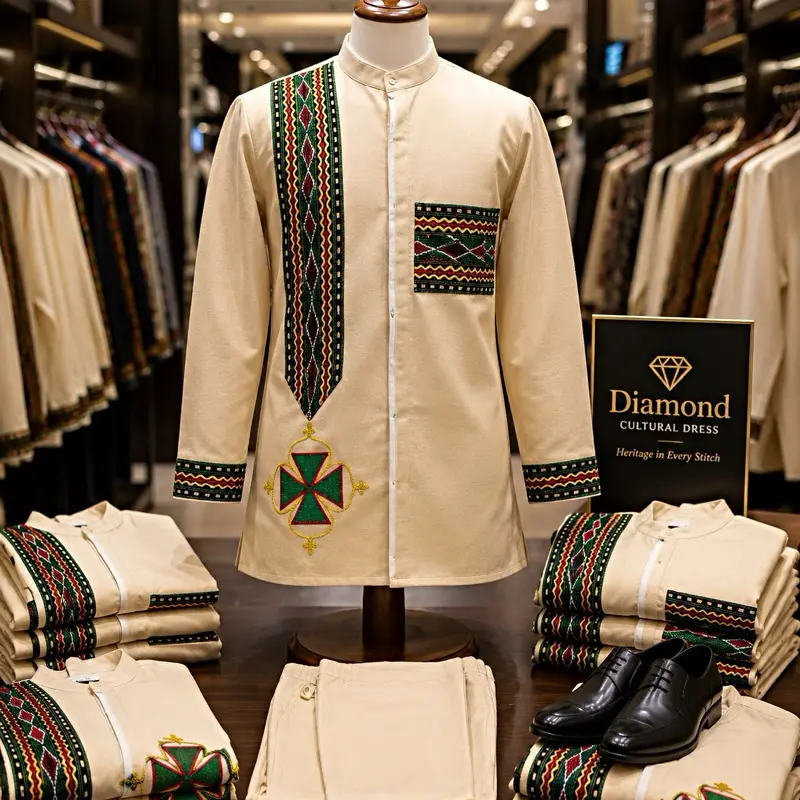 Diamond Ethiopian Traditional Men’s Suit – Premium Habesha Cultural Dress Set