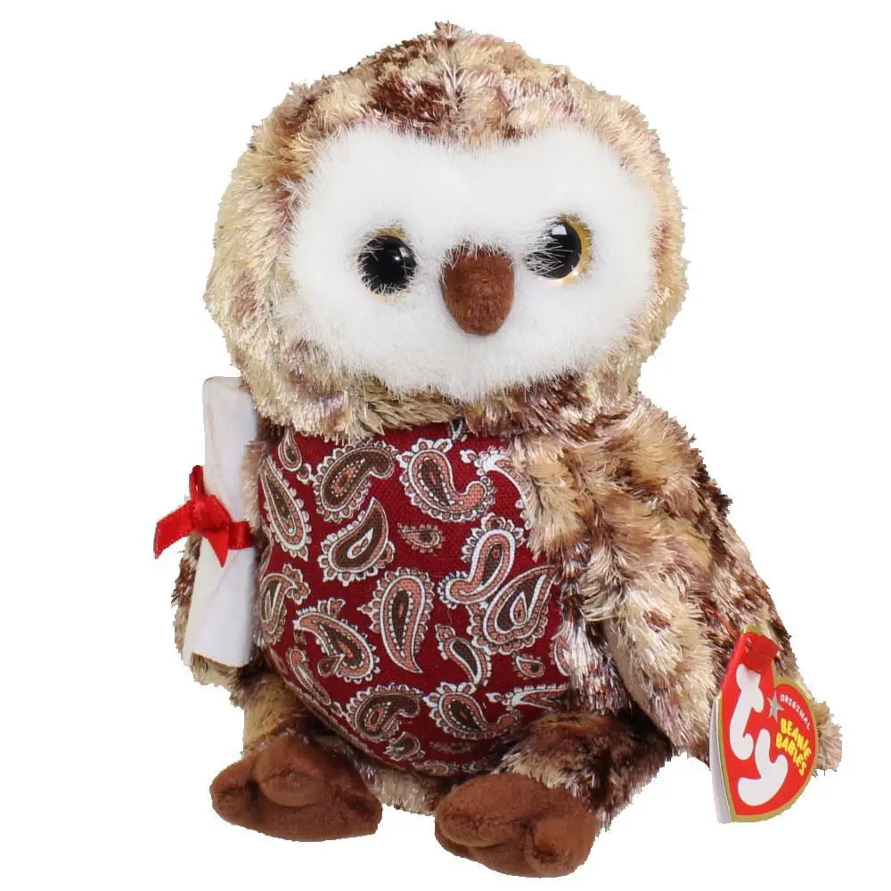 TY Beanie Baby - SMARTY the Graduation Owl (w/Red Chest & No Hat version) (6.5 inch) (2004) MWMTs