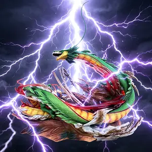 DBZ Anime Figure Shenron Scene Statue, Collection Model Of Stereoscopic Scenery For Character Confrontation, Detailed Dragon Sculpture Desktop Decoration Gift for Anime Fans.