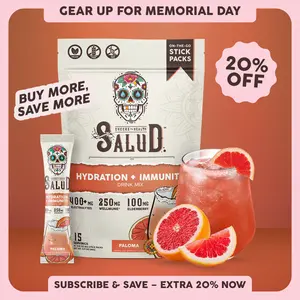 Salud 2-in-1 [Hydration + Immunity - Paloma] Electrolytes Powder, Agua Fresca Drink Mix, Elderberry, Dairy & Soy Free, Non-GMO, Gluten Free, Vegan, Low Calorie, 1g Sugar (15 Servings)