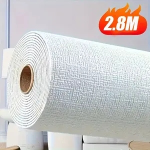 1 Roll Thickened Linen Textured Self-Adhesive Wallpaper, Waterproof Moisture-Proof 3D Wall Sticker, Aluminum Foil Bottom, For Bedroom Living Room TV Background Home Decor