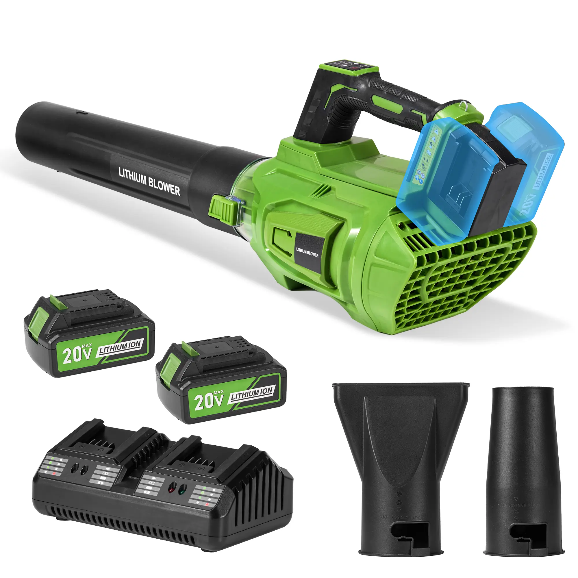 GASKY 40V Input Handheld Cordless Lithium Battery Leaf Blower, Powerful High Speed Blower with 2 Batteries & Dual Charger, 5 Speed Modes (Up to 400 CFM), Lawn Care Equipment for Yard, Garage Use, Lithium Battery Blower, Handheld Cordless Blower
