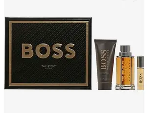 HUGO BOSS Boss The Scent for Men 3Pcs Set 3.4oz EDT Spray 3.4oz S/G .33oz EDT Spray Gift Box