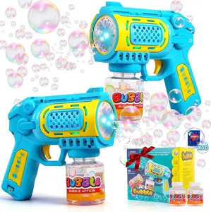 Toys for 3+ Year Old Boys Girls: 2 Pack Bubble Gun Machine with Bubble Solution, Kids Toys for Ages 3-5 4-6 5-7, Outdoor Outside Toy for Kids Ages 4-8, Gifts for 3 4 5 6 7 8 Year Old Boys Birthday