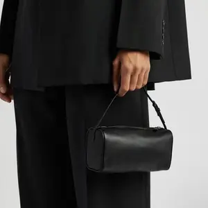 90S Pen Holder Bag All-Leather Steel Hardware Inside & Outside High-End Sense Versatile Fashion Single Shoulder Crossbody Hand Bag