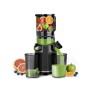 Aeitto Juicer Machine 5.3" Large Feed Chute Cold Press Juicer, 1.7L Capacity, Slow Masticating Juicer for Maximum Nutrients, Easy to Clean (Black)