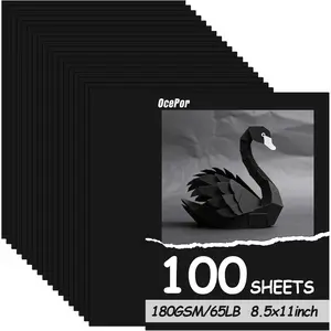 100 Sheets Black Cardstock 8.5” x 11”, 65lb/180gsm Black Card Stock, Thick Card Stock Paper, Heavy Cardstock Paper for Printer, Resume, Scrapbooks, Art, Crafts, Business Cards