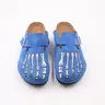 Blue Casual Clogs, Men's Comfort Cork Slides, Gothic Skeleton Embroidery Mules Shoes, Daily Wear & Outdoor Footwear