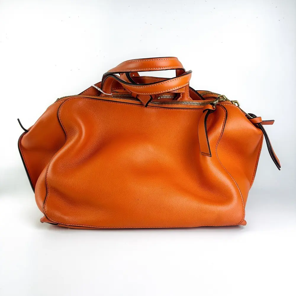 Pre-owned Loewe Amazona Large Orange Soft Calfskin Handbag【888】