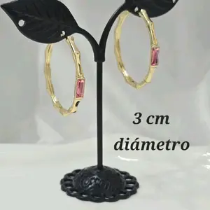 Elegant Gold  iridescent finish and pink Argollas 3 cm Diameter Laminated High-Quality Water-Resistant Hoops for Wet Environments