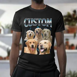 Unisex Custom Bootleg Dog Shirt, Comfort Colors Retro Collage Personalized Pet T-Shirt, 90s Bootleg Custom Photo Dog Tee, Personalized Pet Gift 2024